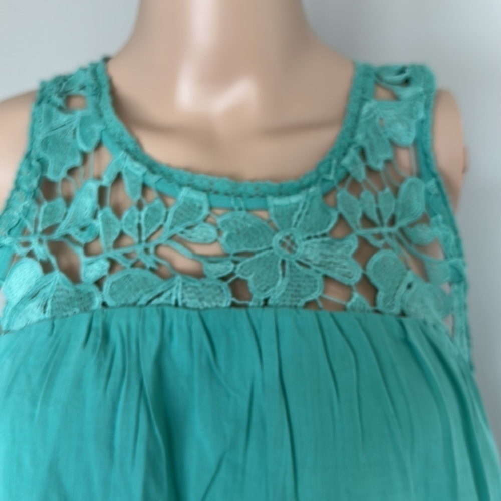 Women's Tank Top Batik Green Wide Strap Sleeveless Blouse Knox Rose - Picture 3 of 4
